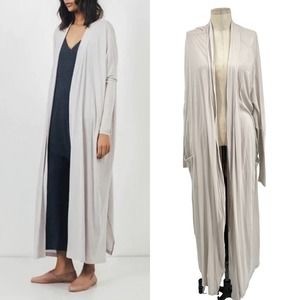 Lunya Organic Pima Long Cardigan Robe Cloud Grey One Size